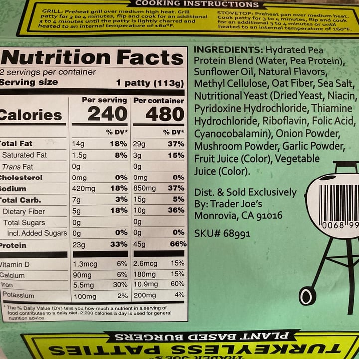 photo of Trader Joe's Turkeyless Protein Patties shared by @avecdeschiens on  06 Jun 2021 - review