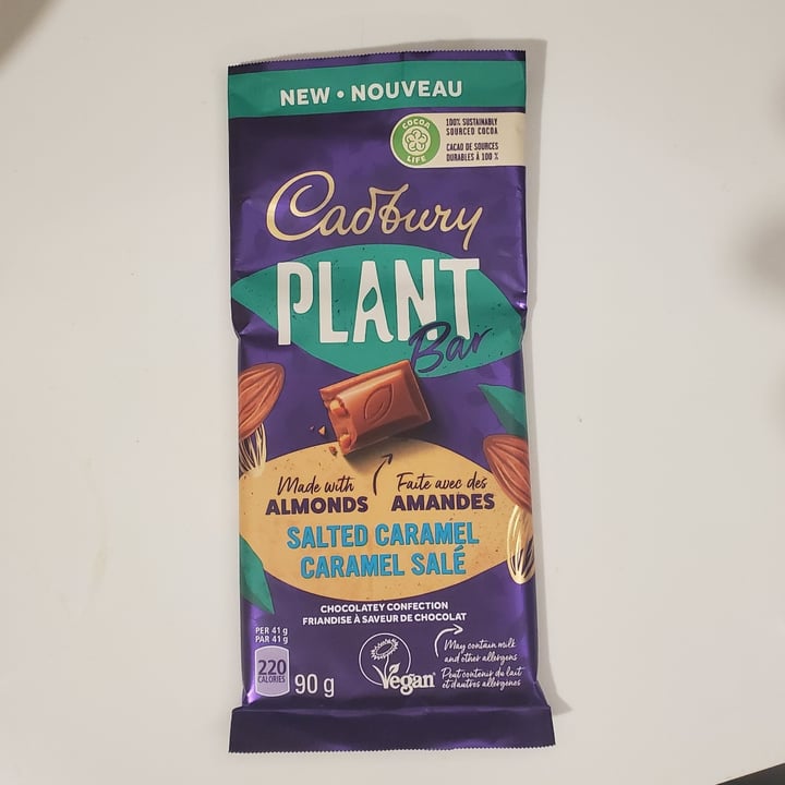 photo of Cadbury Vegan CADBURY PLANT BAR MADE WITH ALMONDS AND SALTED CARAMEL shared by @alistairjackson on  17 Nov 2022 - review