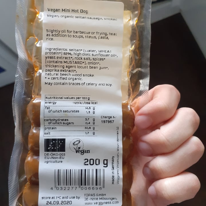 photo of Veggyness Vegan mini hot dogs shared by @tillymjo on  16 Jun 2020 - review