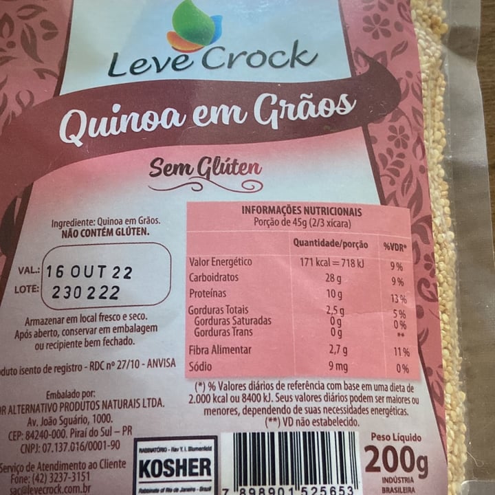 photo of Leve crock Quinoa em Flocos shared by @jovascon on  07 May 2022 - review