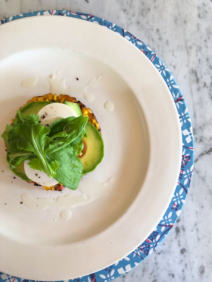 photo of COMO Uma Ubud Sweet corn cake with tofu, avocado, tomato with rocket shared by @akm on  21 Jun 2018 - review