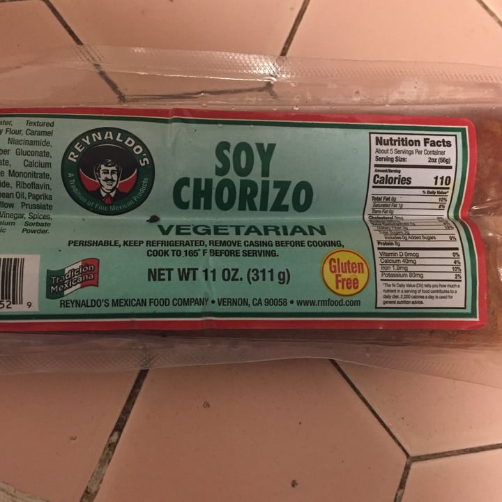photo of Reynaldo’s Soy chorizo shared by @veganrealestate on  27 May 2020 - review