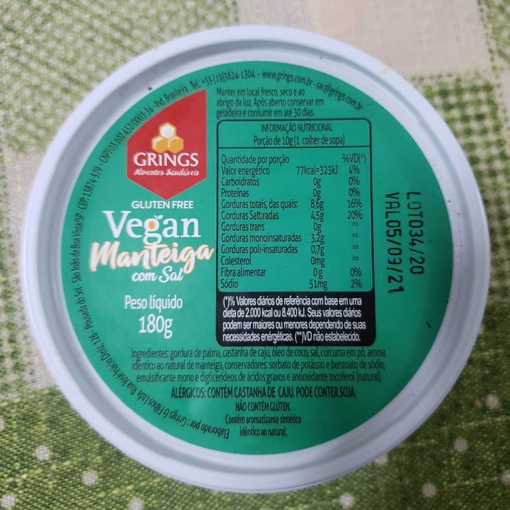review photo of Grings Manteiga Vegana shared by @cihcouss on 14 Jul 2021 - review