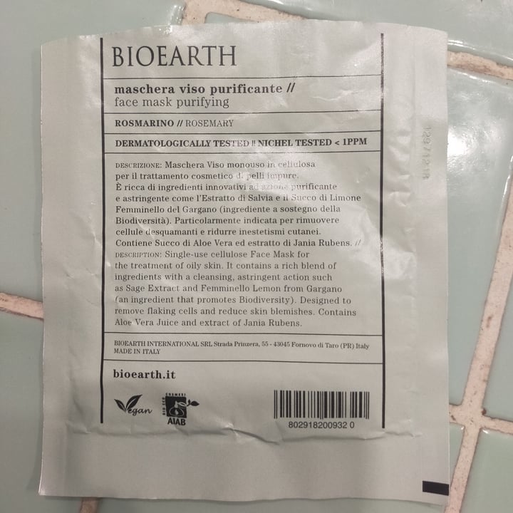 photo of Bioearth maschera viso purificante shared by @bibi20 on  19 May 2022 - review