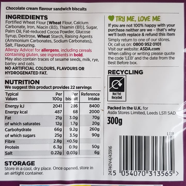review photo of ASDA Bourbon Biscuits shared by @vegancreature on 08 May 2021 - review