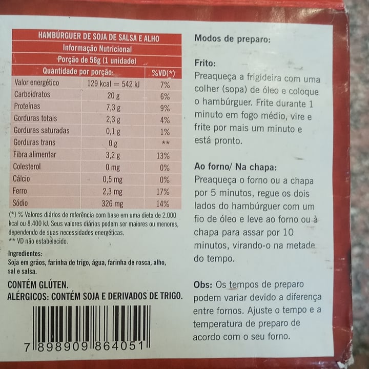 review photo of Soja Mania Hamburguer de Soja empanado Salsa e Alho shared by @caauge on 12 May 2022 - review