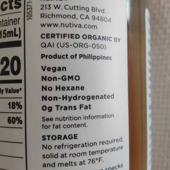 review photo of Nutiva Organic coconut oil - Refined shared by @veganmolly on 21 Sep 2021 - review