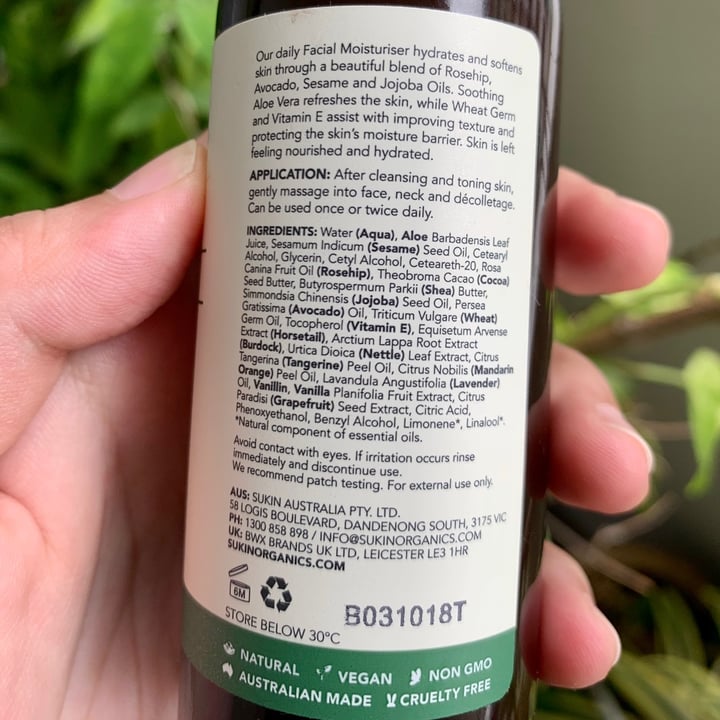photo of Sukin Facial Moisturizer shared by @nicc on  26 Apr 2020 - review