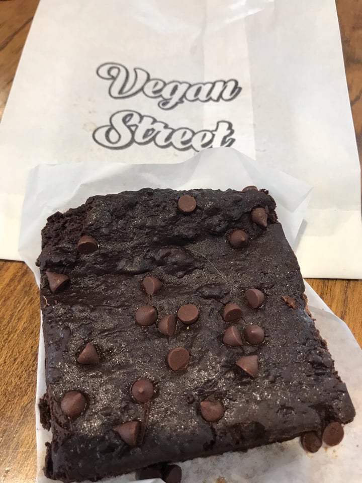 review photo of Vegan Street no-fish tacos, quesadillas (pulled “pork”) burger and brownie shared by @pattym on 08 Apr 2019 - review