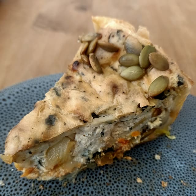 Foto do prato “Spinach and feta quiche”
