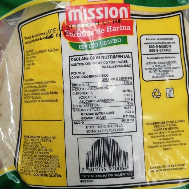 photo of Mission Foods Tortillas de Harina estilo Casero shared by @greensagittarius8 on  01 Feb 2021 - review