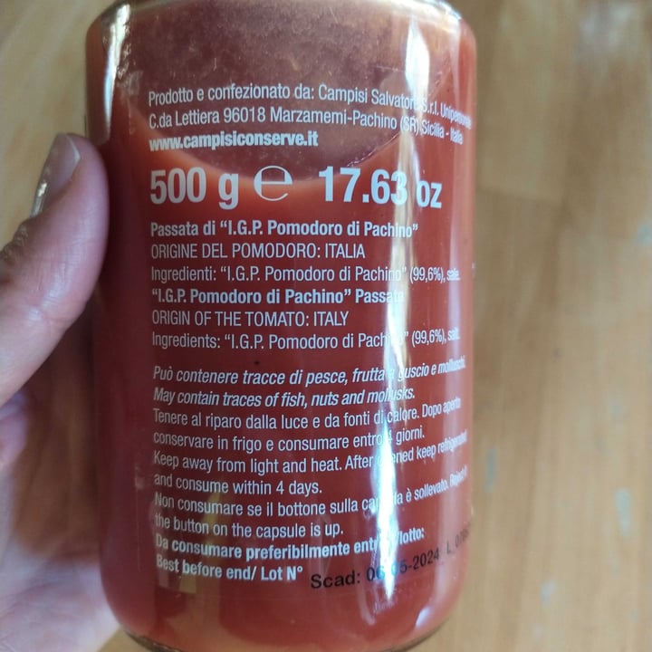 photo of Campisi Passata Di Pomodoro Pachino shared by @rositarm on  10 Mar 2022 - review