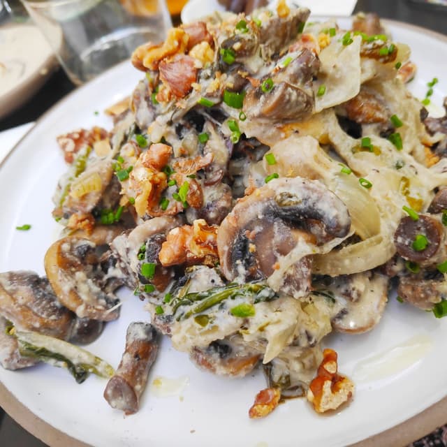 Photo of the dish “Belgian waffle with mushrooms and nuts”