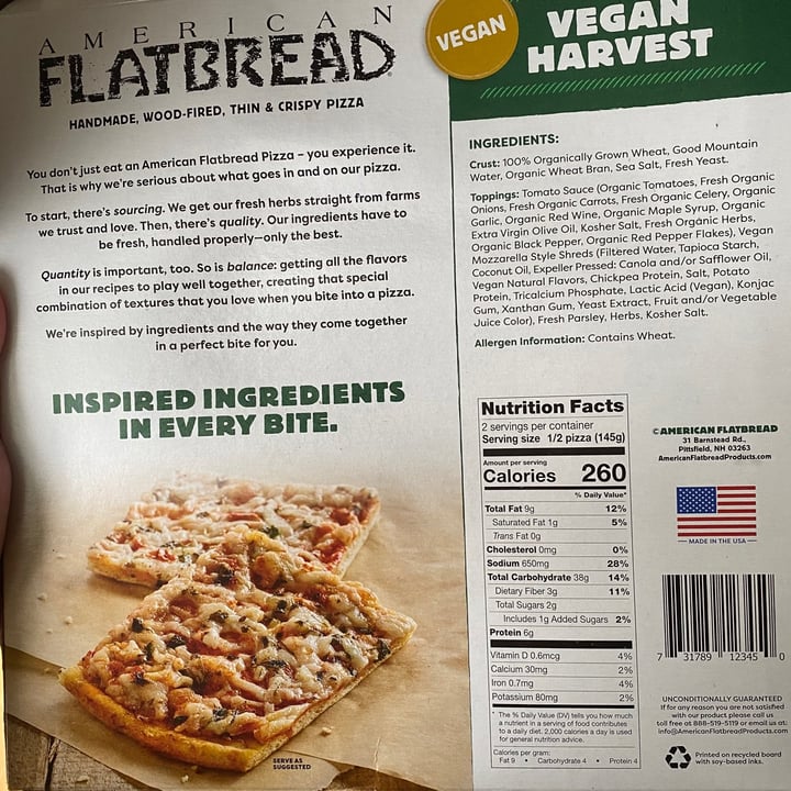 photo of American Flatbread Vegan Harvest Pizza shared by @shizomaru on  21 Jun 2021 - review