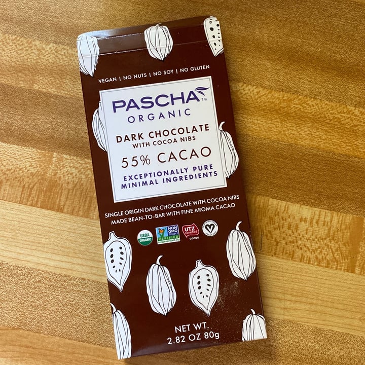 photo of Pascha Dark Chocolate With Cocoa Nibs 55% Cacao shared by @vegpaige on  13 May 2020 - review