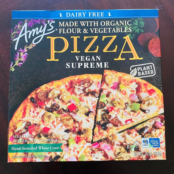 photo of Amy’s Vegan Supreme Pizza shared by @kristyahimsa on  19 Aug 2021 - review