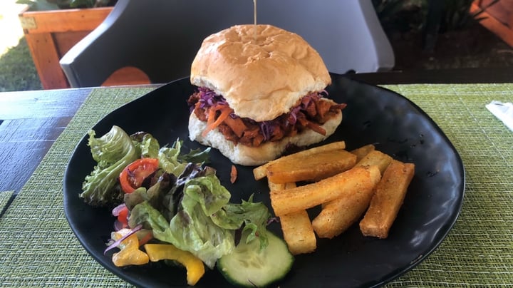 photo of Asher's Corner Cafe @ Ashers Farm Sanctuary Sticky BBQ Pulled Pork Style Burger shared by @kirstenb on  24 Nov 2019 - review