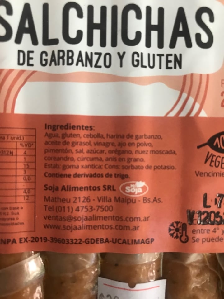 photo of Vegantime Argentina Salchichas de Garbanzo y Gluten shared by @rochivazquez on  30 Mar 2020 - review