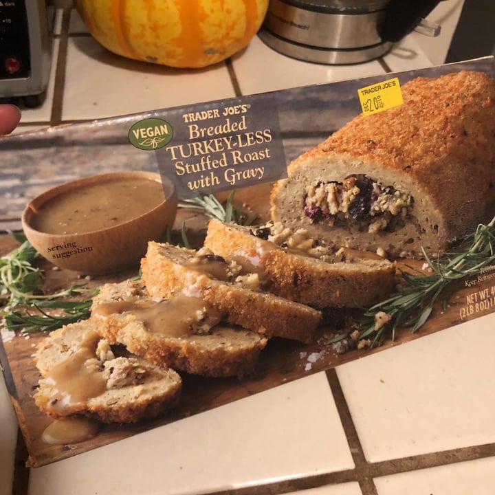 photo of Trader Joe's Breaded turkey-less stuffed roast with gravy shared by @grace on  12 Dec 2019 - review