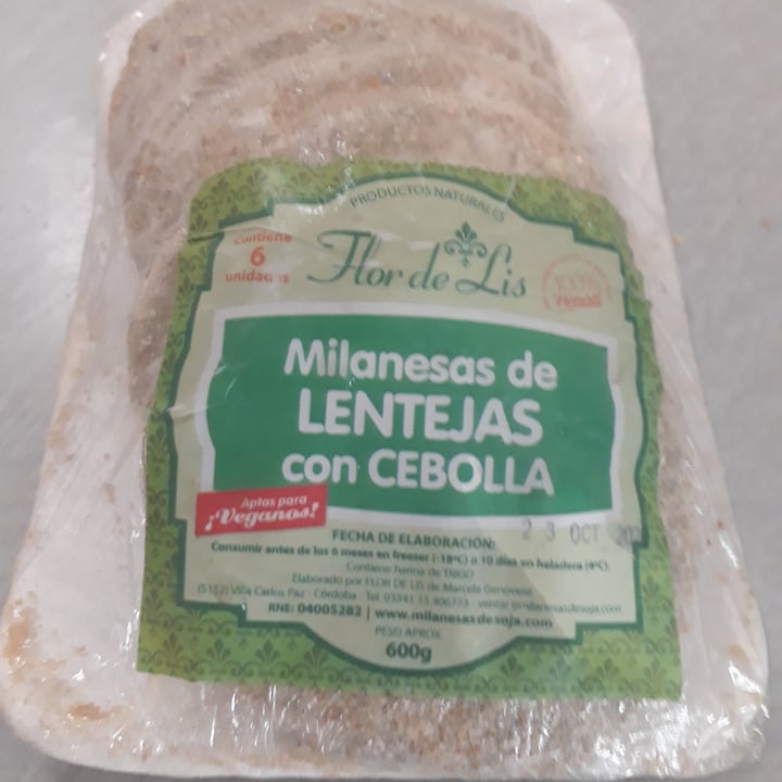 photo of Flor de lis Milanesas De lentejas Y cebolla shared by @vegan-hola on  02 Dec 2020 - review