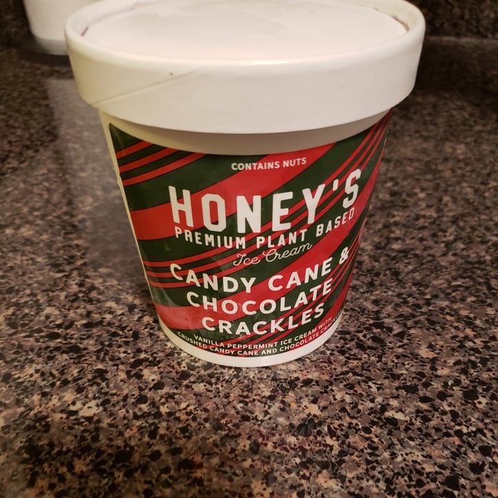 review photo of Honey's premium plant based ice cream Candy Cane & Chocolate Crackle shared by @jfudge on 12 Dec 2021 - review