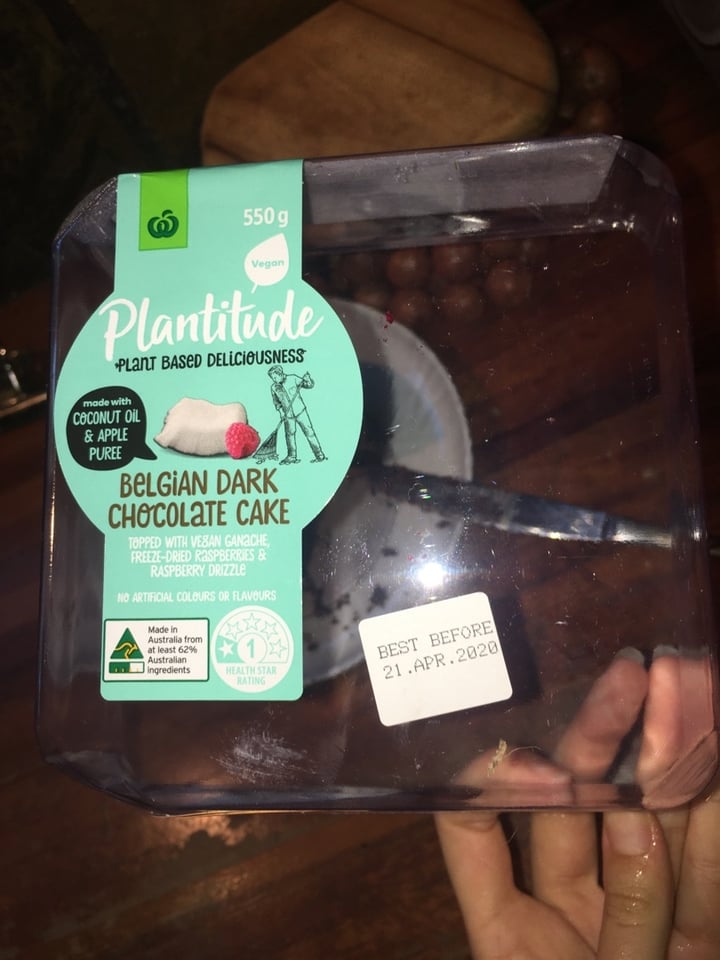 photo of Plantitude Belgian Dark Chocolate Cake 550g shared by @violetandrre on  20 Apr 2020 - review