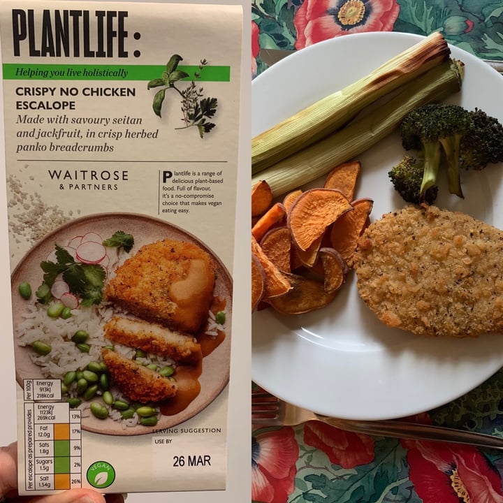 photo of Plantlife: Waitrose & partners Crispy no Chicken Escalope shared by @alisonclare on  29 Mar 2022 - review