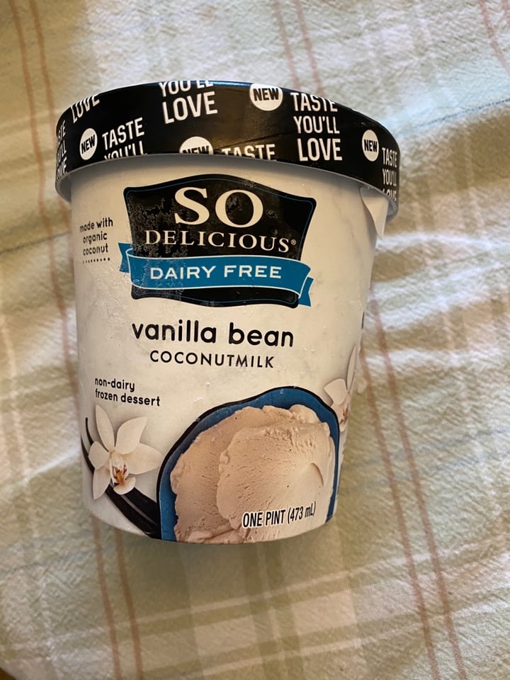 photo of So Delicious Dairy Free Vanilla Bean Coconutmilk Icecream shared by @veganevansgrandma on  19 Apr 2020 - review