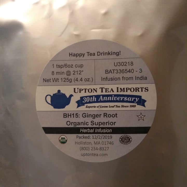 photo of Upton tea imports Ginger root organic superior shared by @zannahbear on  02 Jun 2020 - review