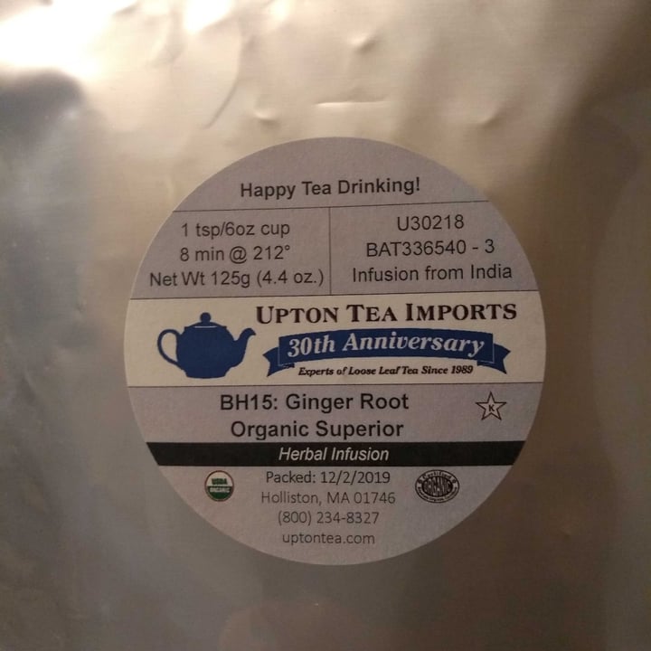 review photo of Upton tea imports Ginger root organic superior shared by @zannahbear on 02 Jun 2020 - review