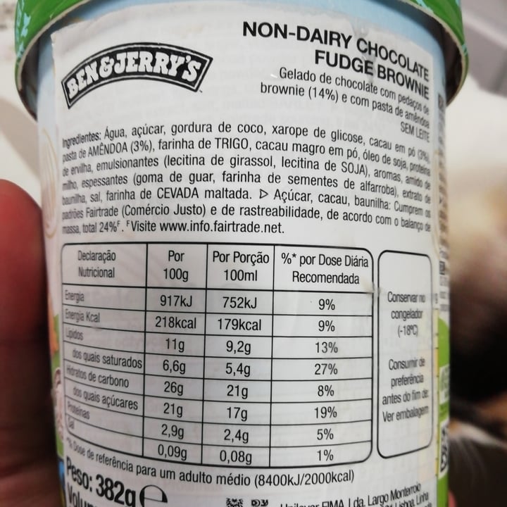 photo of Ben & Jerry's Chocolate Fudge Brownie Non-Dairy Ice Cream shared by @anathedoglady on  05 Feb 2021 - review