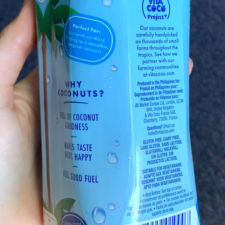 photo of Vita Coco Coconut Water shared by @vegpledge on  27 Sep 2021 - review