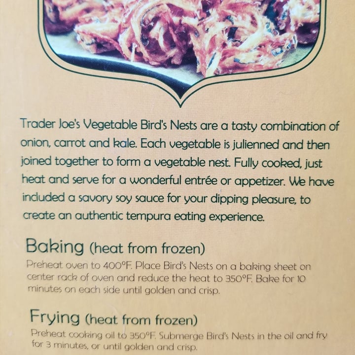 photo of Trader Joe's Vegetable Birds Nests shared by @soberveganvan on  30 Apr 2020 - review