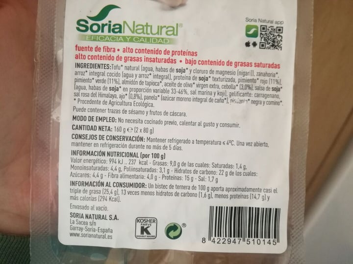 photo of Soria Natural Hamburguesa Hortelana shared by @miriamqtt on  21 Mar 2020 - review