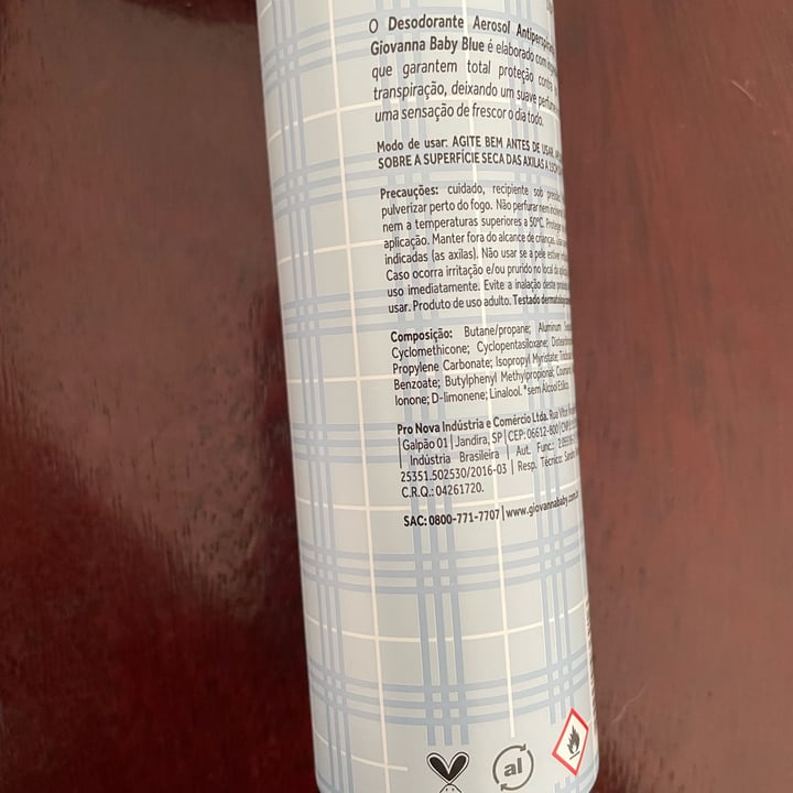 review photo of Giovanna baby blue Desodorante 0% Alumínio e Parabenos shared by @namys on 05 May 2022 - review