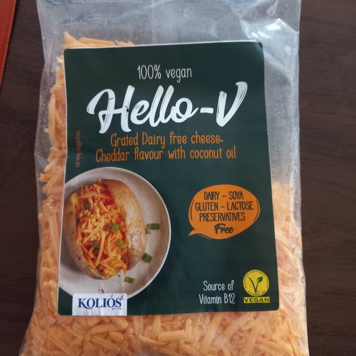 photo of Hello-V Grated dairy Free Cheese Cheddar shared by @talthegreenteacher on  08 Dec 2022 - review