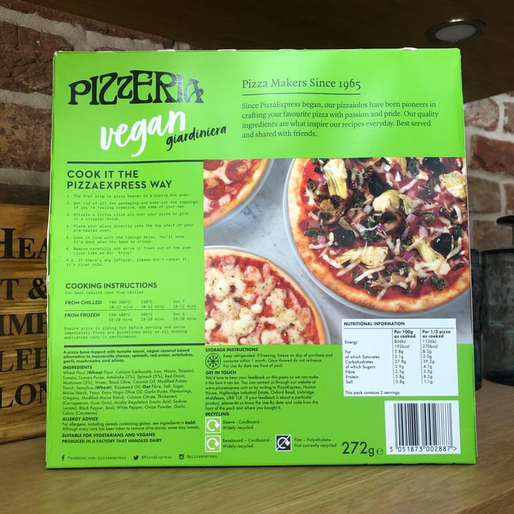 review photo of PizzaExpress Vegan Giardiniera Pizza shared by @jessiemaefaulkner on 21 Jul 2020 - review