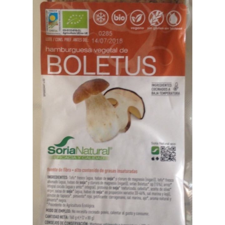 review photo of Soria Natural Hamburguesa vegetal de Boletus shared by @jessmateo on 05 Oct 2021 - review