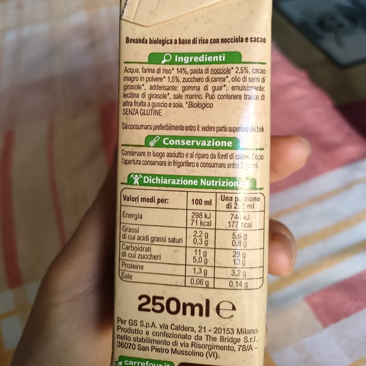 photo of Carrefour Bio Drink riso nocciola e cacao shared by @ria92 on  12 Aug 2022 - review