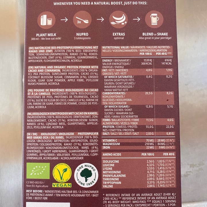 photo of the nu company Protein Shake Kakao Zimt shared by @magdalenamichl on  16 Jan 2021 - review