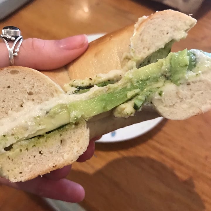 photo of Dolce Bakery Vegan chicken pesto bagel shared by @katiewatt on  29 Jul 2020 - review