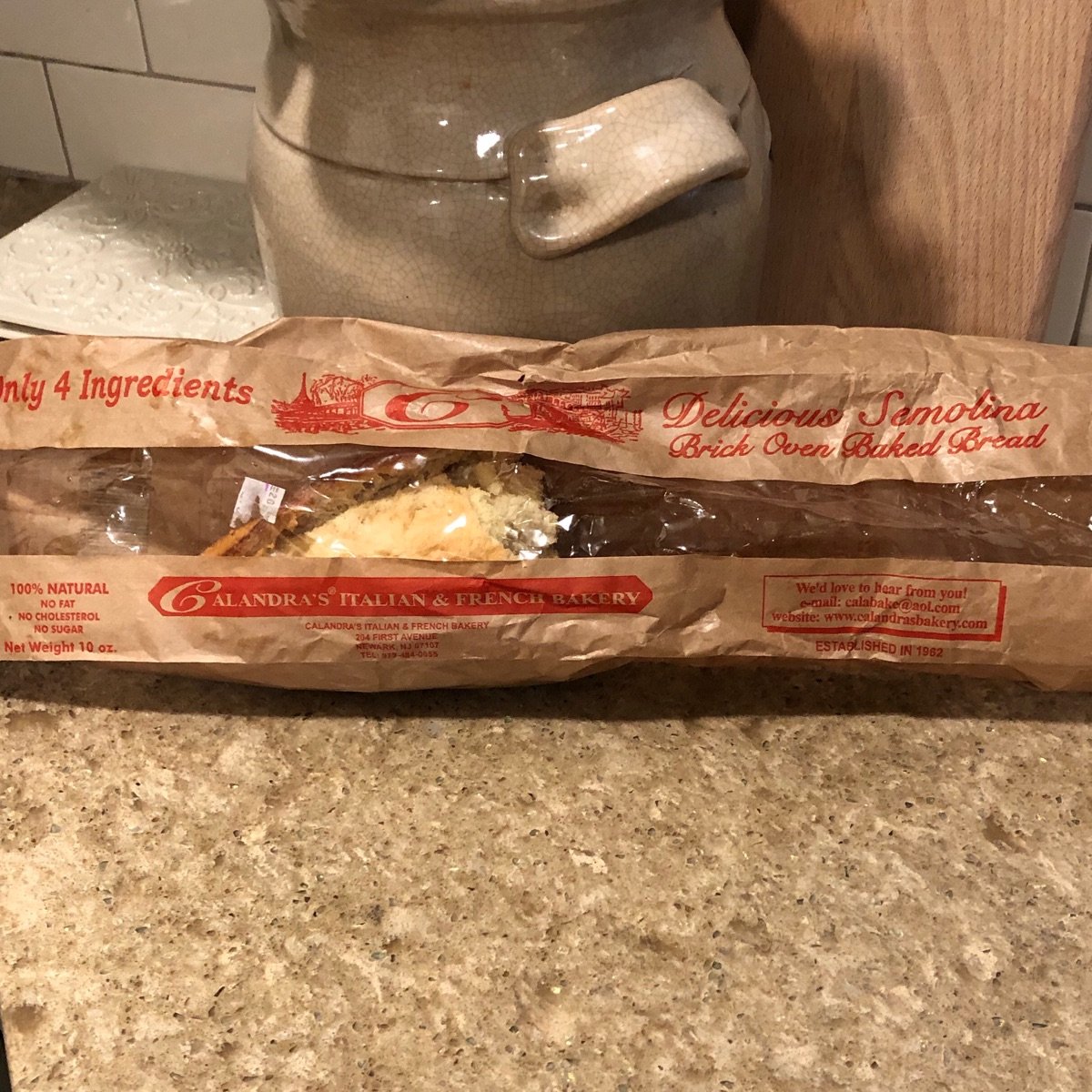 Calandra’s bakery Semolina brick oven baked bread Reviews abillion