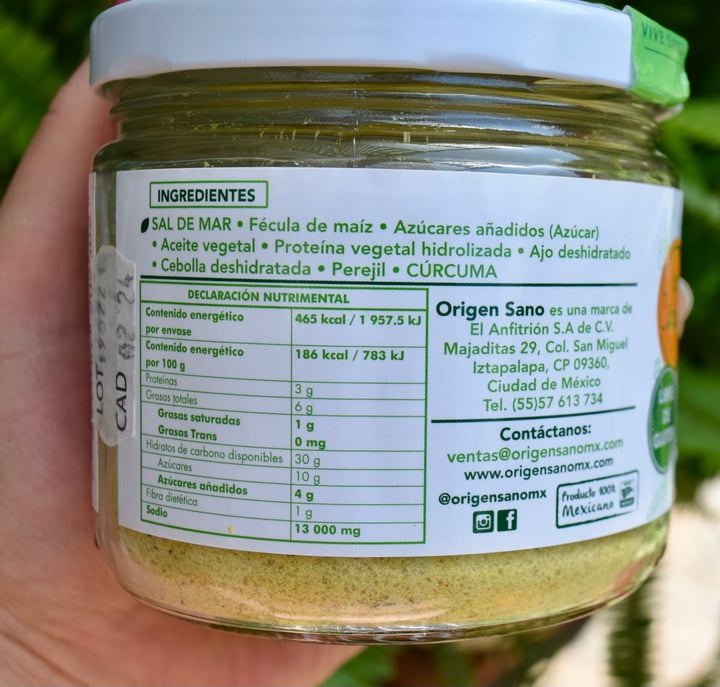 review photo of Origen sano Sazonador de Vegetales Sal de Mar y Cúrcuma shared by @andrearebeca on 07 May 2021 - review