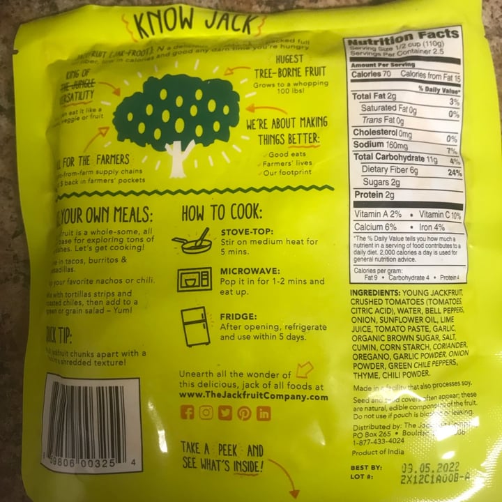 photo of The Jackfruit Company Tex mex Jack Fruit shared by @malise on  27 May 2022 - review