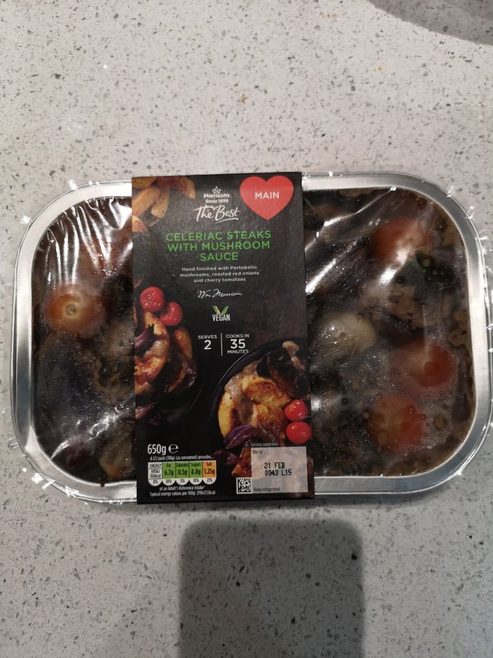 photo of Morrisons Celeriac steaks with mushroom sauce shared by @twowheeledvegan on  16 Feb 2020 - review