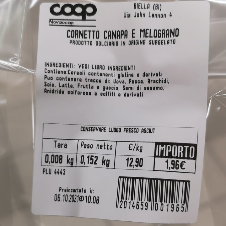 photo of Coop Cornetto canapa e melograno shared by @maripina on  08 Oct 2021 - review