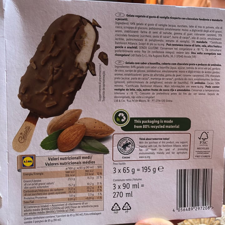 review photo of Gelatelli Vegan Ice Cream with Chocolate and Almonds shared by @elisiza on 01 May 2022 - review