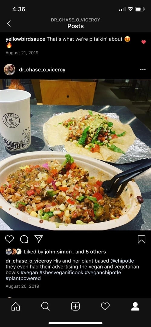 photo of Chipotle Mexican Grill Burrito Bowl shared by @drchaseoviceroy on  31 Mar 2020 - review