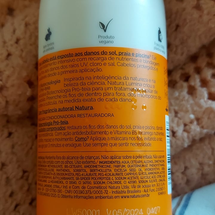 review photo of Natura Lumina Máscara Restauradora expostos ao sol shared by @lucoruja on 03 May 2022 - review