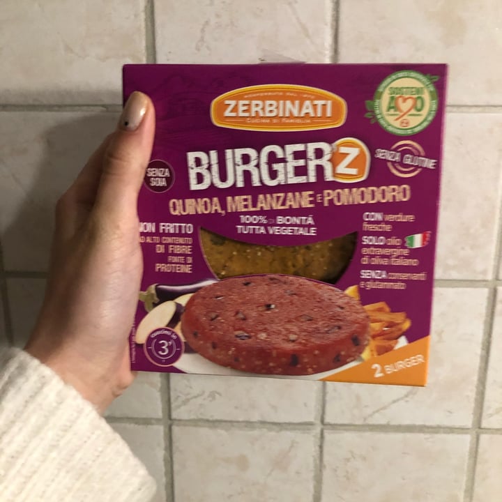 photo of Zerbinati Burger Quinoa, Melanzane e Pomodoro shared by @giuliettaveg on  30 Mar 2022 - review